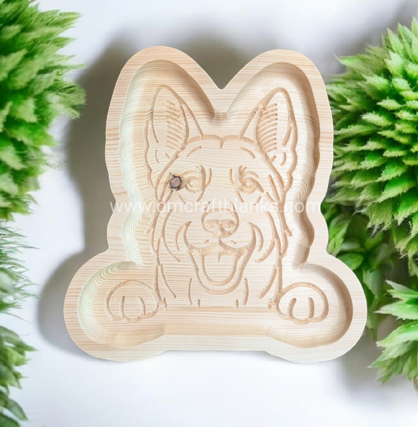 solid wood dog themed lead holder and catch all tray combo